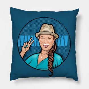 Woman in Teal Pillow