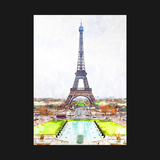 Eiffel Tower Water Pond. For Eiffel Tower & Paris Lovers. by ColortrixArt