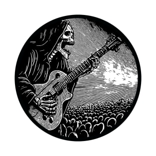 "Reaper Riffs: Unleash the Power of the Afterlife with our Electric Guitar-Strumming Grim Reaper Design! Dark meets Rock in this Edgy Artwork – Perfect for Those Who Crave Musical Macabre T-Shirt