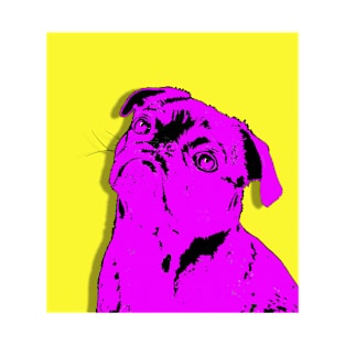 Pink pug on electric lemon background T-Shirt