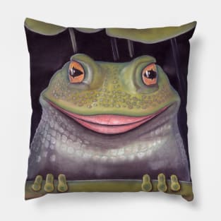 Funny smiling frog with big lips Pillow