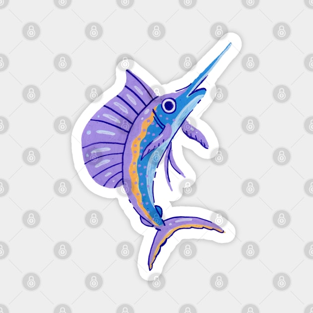 Vibrant Ocean Sailfish Sword Fish in Acrylic (no background) Magnet by narwhalwall