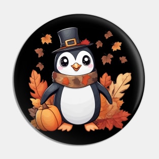 Cute Autumn Penguin Thanksgiving Pin