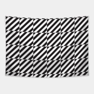 Black and white diagonal lines op art pattern Tapestry