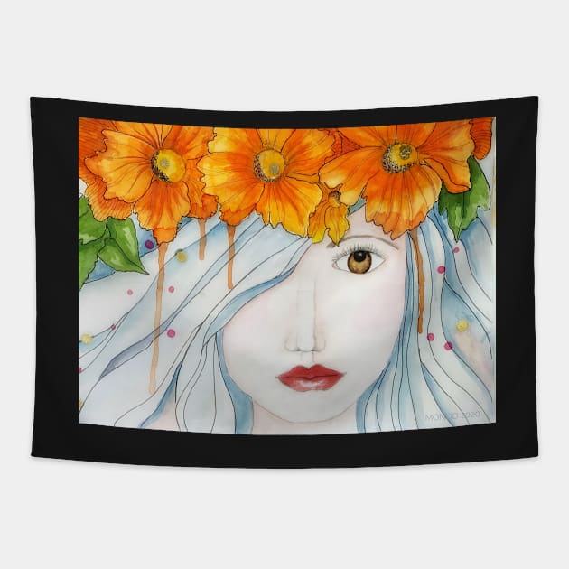 Flowers in her hair Tapestry by browna