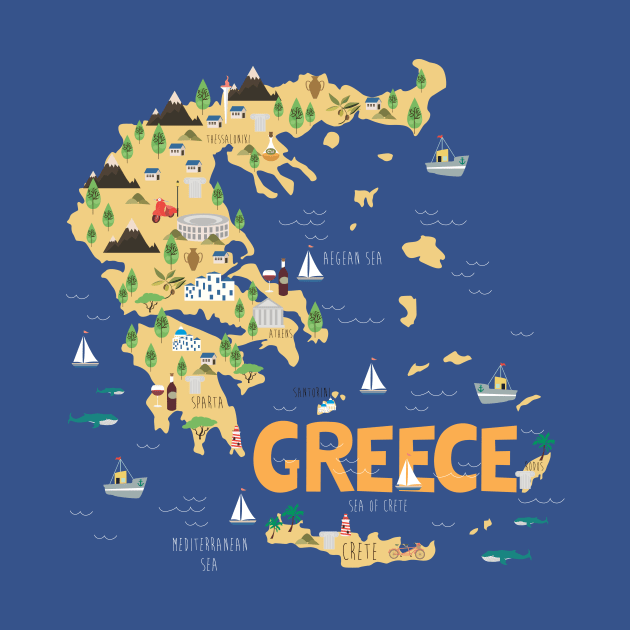 Greece illustrated map by JunkyDotCom