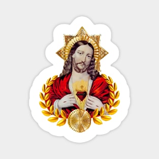 Jesus Christ shining over your sacred heart in burning flames Magnet