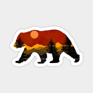 Sunset in Bear Silhouette Magnet