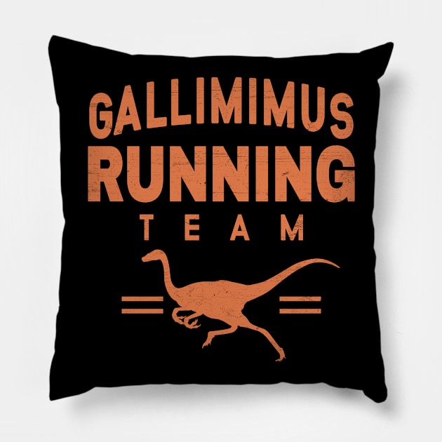 Gallimimus Running Team Pillow by NicGrayTees