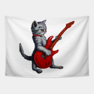 Kitten playing an electric guitar Tapestry