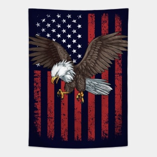 Bald Eagle Retro USA Flag Tapestry