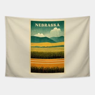 Nebraska Retro Travel Tapestry