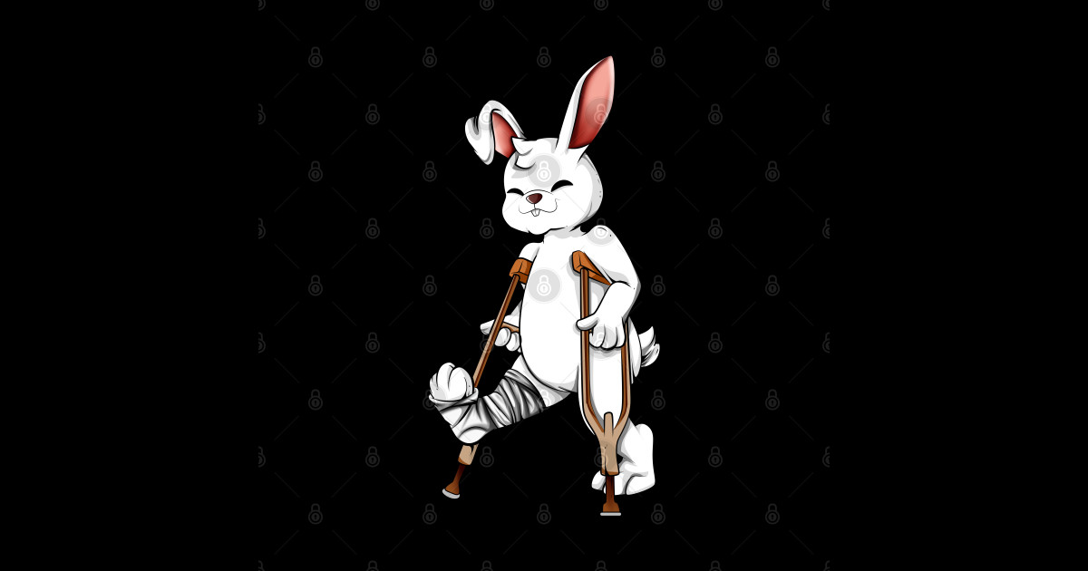 On crutches - cartoon rabbit - Cartoon Bunny On Crutches - Posters and ...