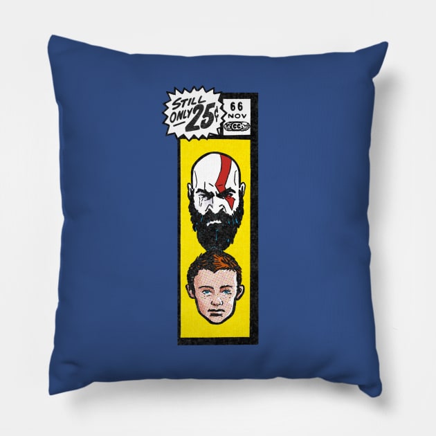 Comic book corner box - Kratos & Atreus God of War fan art Pillow by MarkScicluna