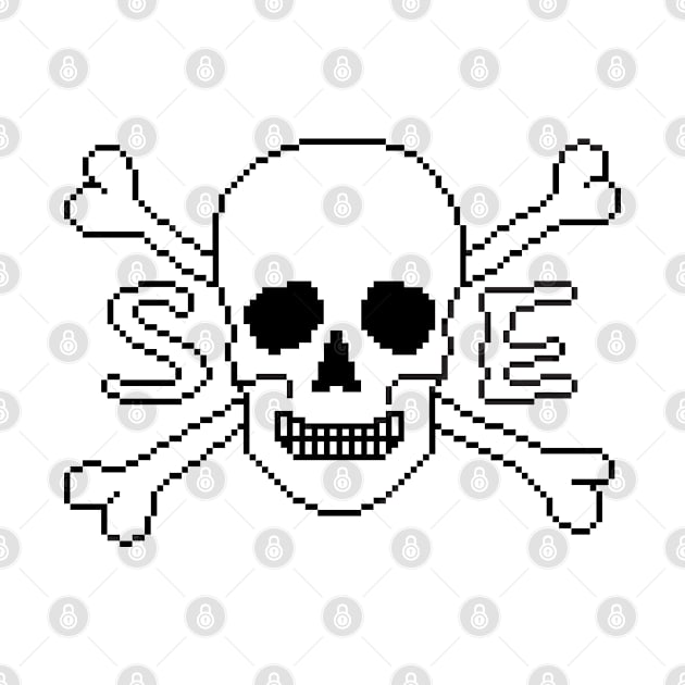 Pixelated Straight Edge Skull and Crossbones by pookiemccool