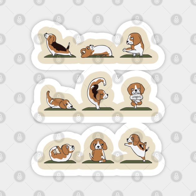 Beagle Yoga Magnet by huebucket