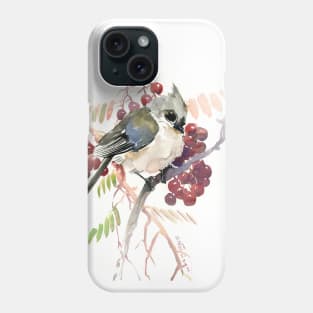 Titmouse and Berries Phone Case