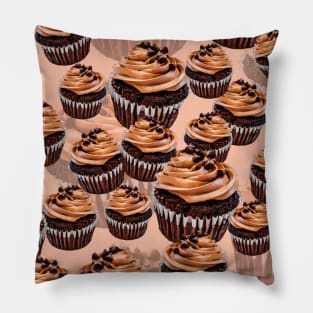 Chocolate Coffee Cupcakes Pattern Pillow