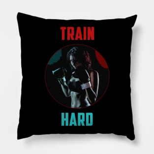 train hard boxing girl comic design Pillow