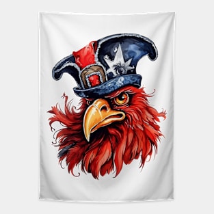 Watercolor Rooster Pirate #2 Tapestry