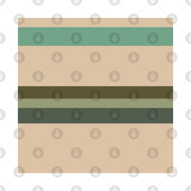 A pretty shape of Camo Green, Beige, Artichoke, Greyish Teal and Ebony stripes. by Sociable Stripes