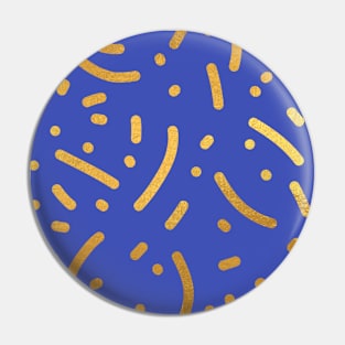 Indigo Blue Gold colored abstract lines pattern Pin