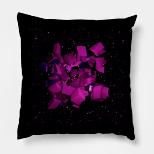 Cube Explosion Space Art Purple Pillow