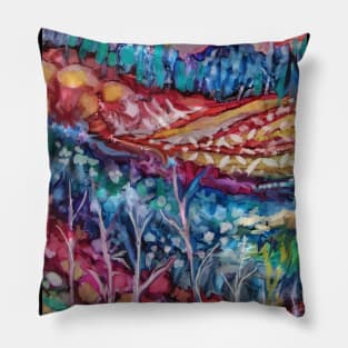 "America the Beautiful" Colorful Digital Abstract (Jean B. Fitzgerald) Pillow