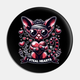 Valentine's Day Devon Rex Cat Pin