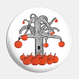 Simple Dark Tree With Pumpkins, Spooky Tree With Pumpkins Pin