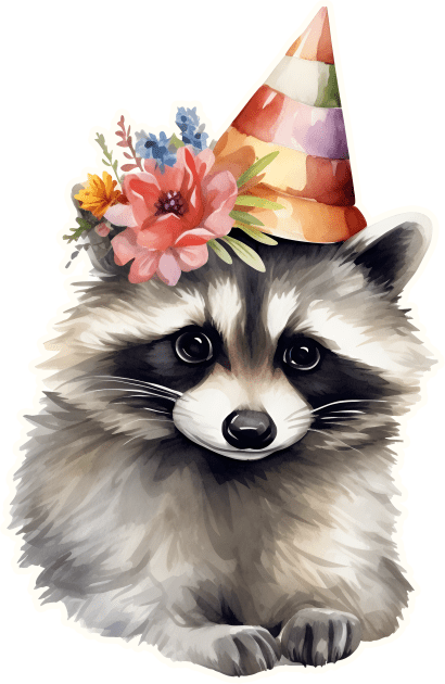 Raccoon Princess in floral cone hat Kids T-Shirt by beangeerie