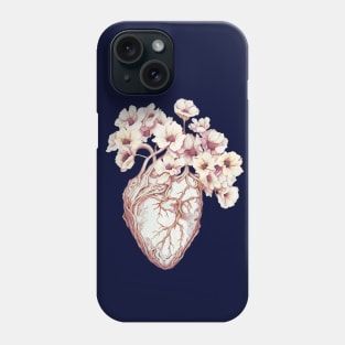 White Anemones for flowery Heart, Human Anatomy botanical Phone Case