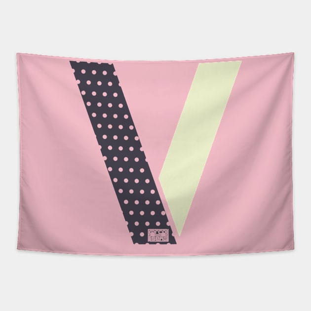 Initial Letter V Ladies Girls Polka Dots Girly Cute Tapestry by porcodiseno