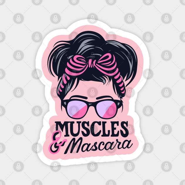 "Muscles and Mascara Chic Silhouette" - Funny Ladies Workout Fitness Magnet by stickercuffs