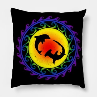 LGBTQ Pride Hawaii Hammerhead Shark and Dolphin Pillow