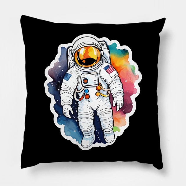 Astronaut Watercolor Pillow by FluffigerSchuh