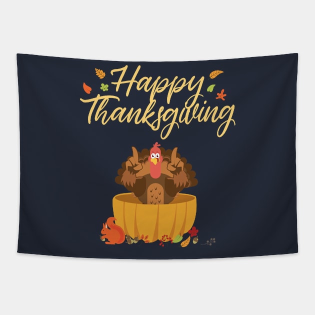 Happy Thanksgiving Funny Turkey Tapestry by GDLife