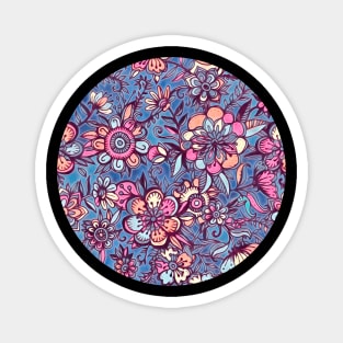 Sweet Spring Floral - soft indigo & candy pastels Magnet