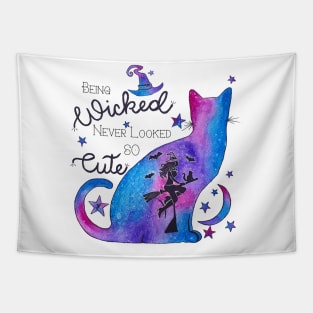 Witchy Cute Cat Tapestry