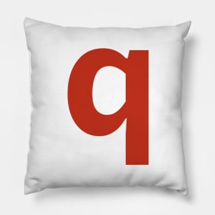 Letter q in Red Text Minimal Typography Pillow