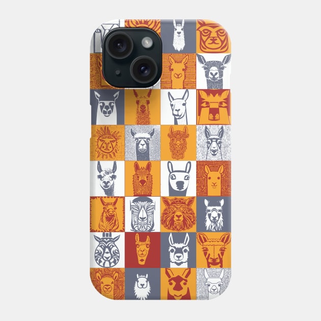 Andean Tribal and other styles Llama Face Check Checker Pattern Phone Case by pelagio