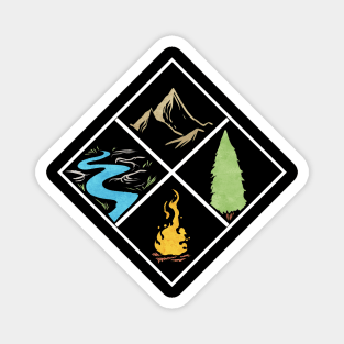 Rivers, Mountains, Forrest, Campfire, Hiking, Magnet