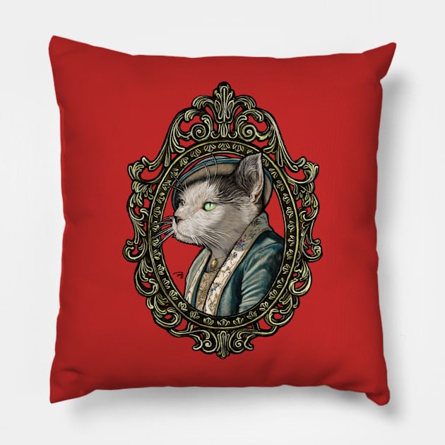 Cat Cameo: Lady Grumble Pillow by FreyStrandDraws