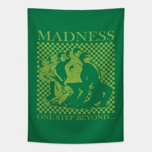 Madness - Retro Checkerboard Green Tapestry