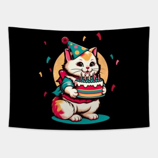 Birthday cat Tapestry