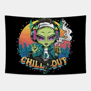 Interstellar Rhythm: Hip Hop Alien Art Piece Tapestry