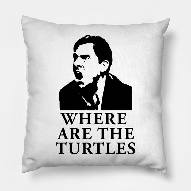 Michael Scott Where Are The Turtles The Office Funny QUote Pillow by daviujin