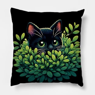 The Curious Black Kitten Pillow