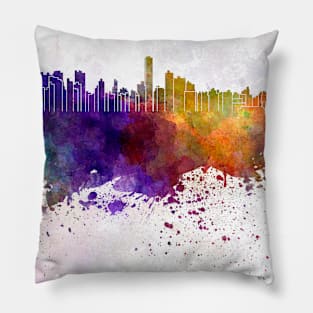 Asuncion skyline in watercolor background Pillow