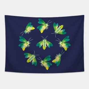 Fireflies Glowing Nights Tapestry